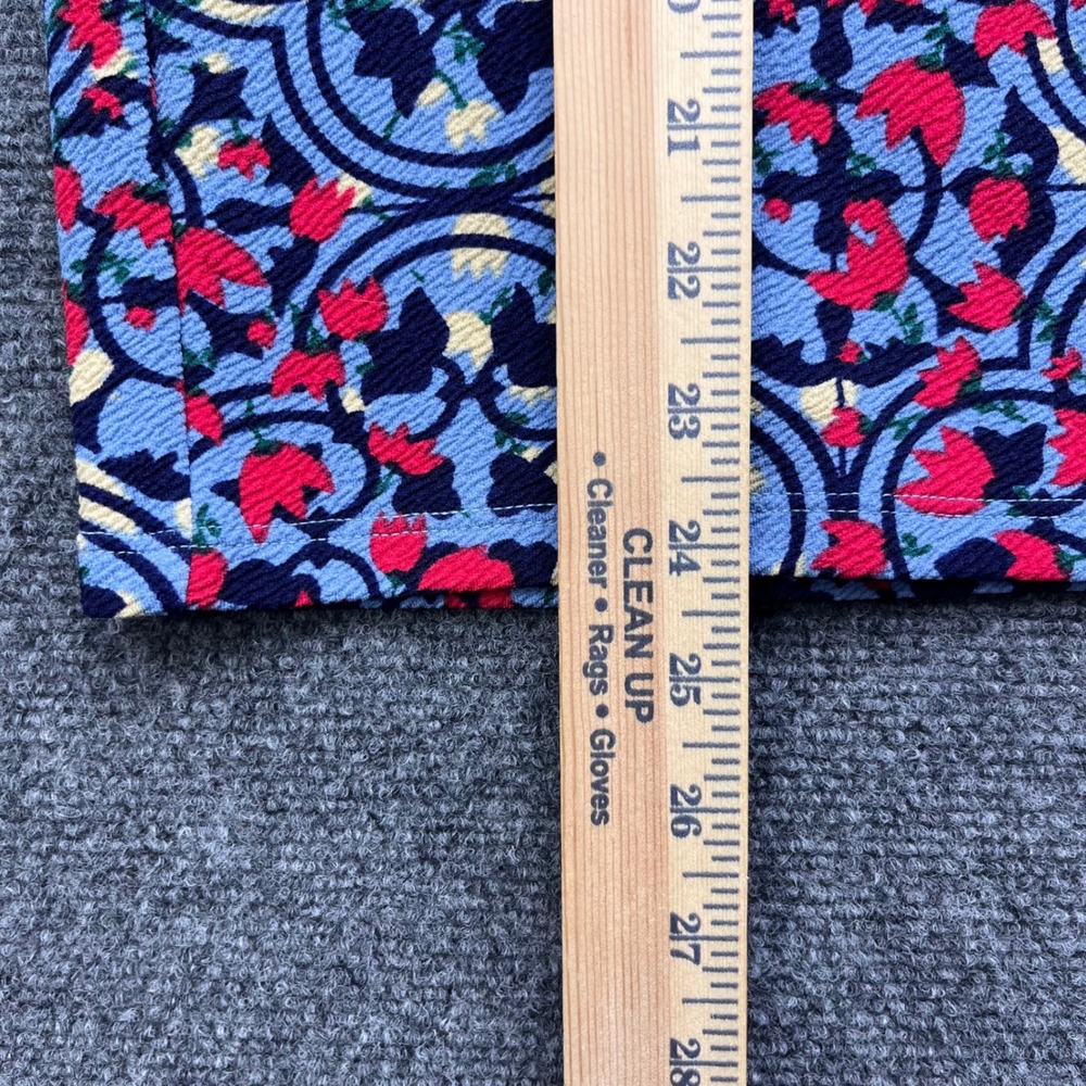LuLaRoe Cassie Pencil Skirt Floral Geometric Blue Red Stretchy Knit Bottoms - Picture 5 of 6